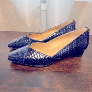 FLAWLESS Vintage Blue Snakeskin Neiman Marcus Wedges sz 6
